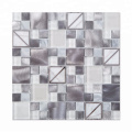 Glass Mixed Metal and Stone Small Square Mosaic Tiles